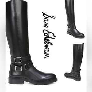 SAM EDELMAN Freda Women’s Black Leather Knee High Riding Boots 7 NWOT